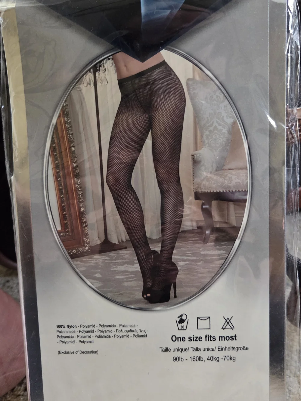 Dreamgirl Fishnet Back-Seam Tights - Black -